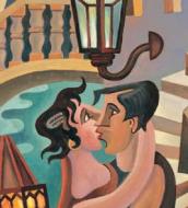 Fortunato Depero - Bacio a Venezia (1906) - olio su tavola - Collezione Fedrizzi - Venezia, Cà Pesaro 