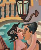 Fortunato Depero - Bacio a Venezia (1906) - olio su tavola - Collezione Fedrizzi - Venezia, Cà Pesaro 